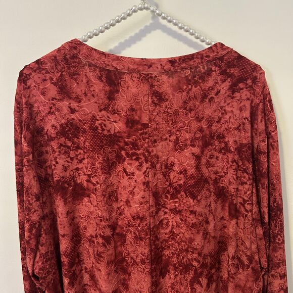 Studio Works Top Womens 3X Red dark Floral artsy grunge romantic office boho - Picture 11 of 12
